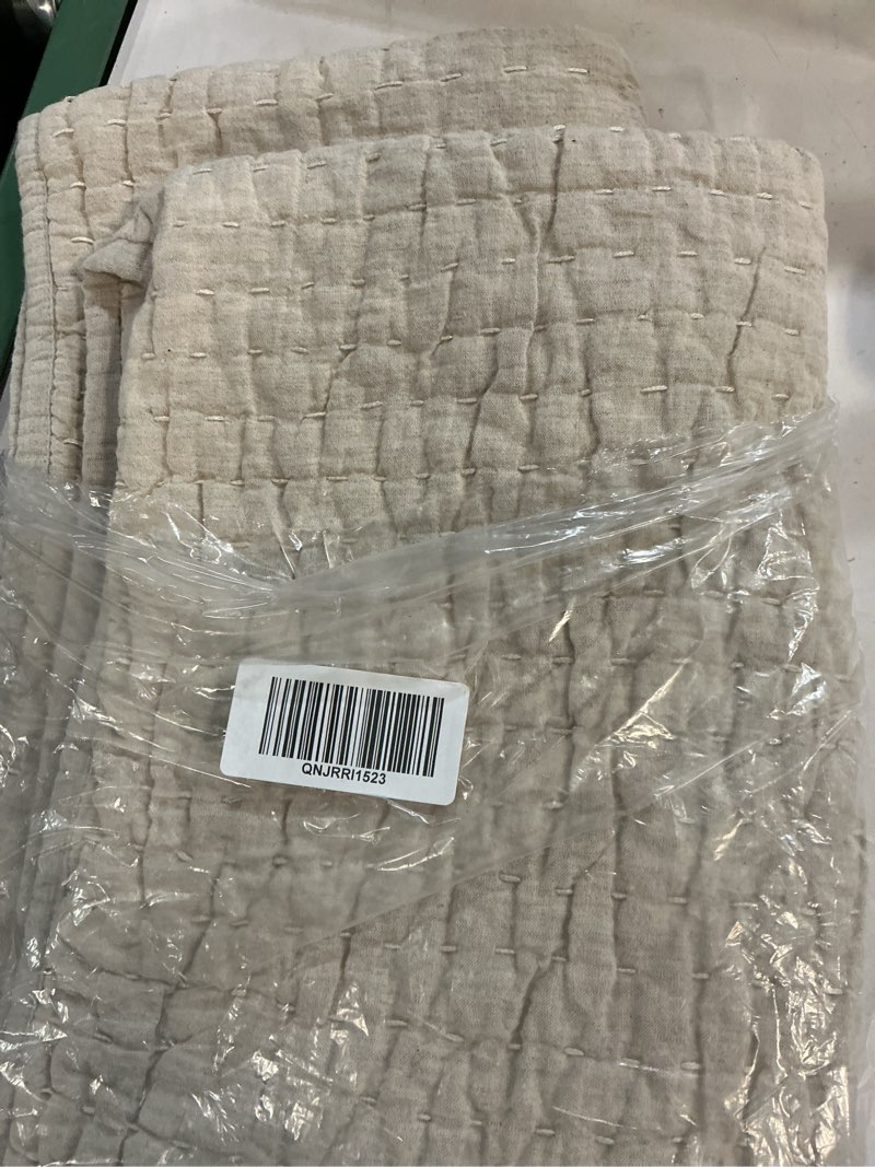 Condition photo showing As Is for european linen cotton stitch sham set, king, natural