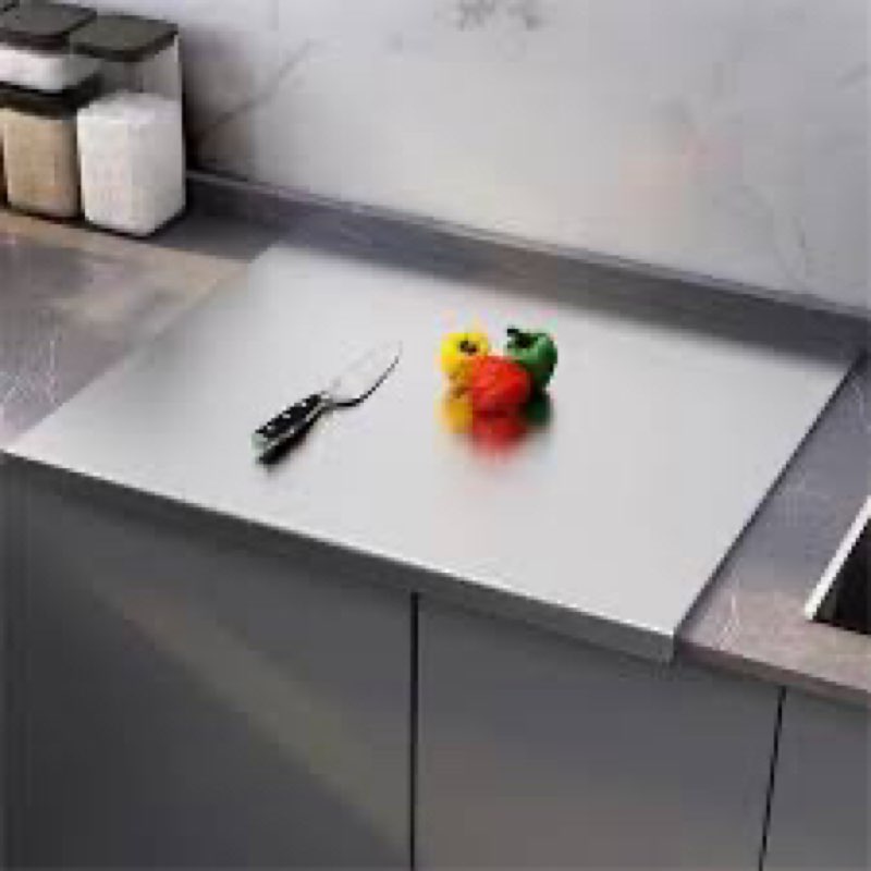 stainless steel chopping board with lip