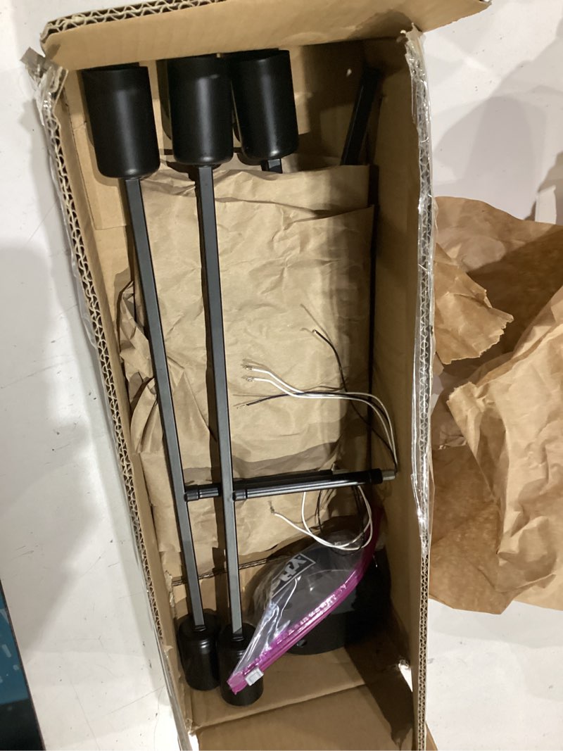 Condition photo showing As Is for 6-lights semi flush mount modern ceiling light fixture, industrial ceiling light, black vintage metal sputnik chandelier, farmhouse lighting for kitchen dining room living room bedroom
