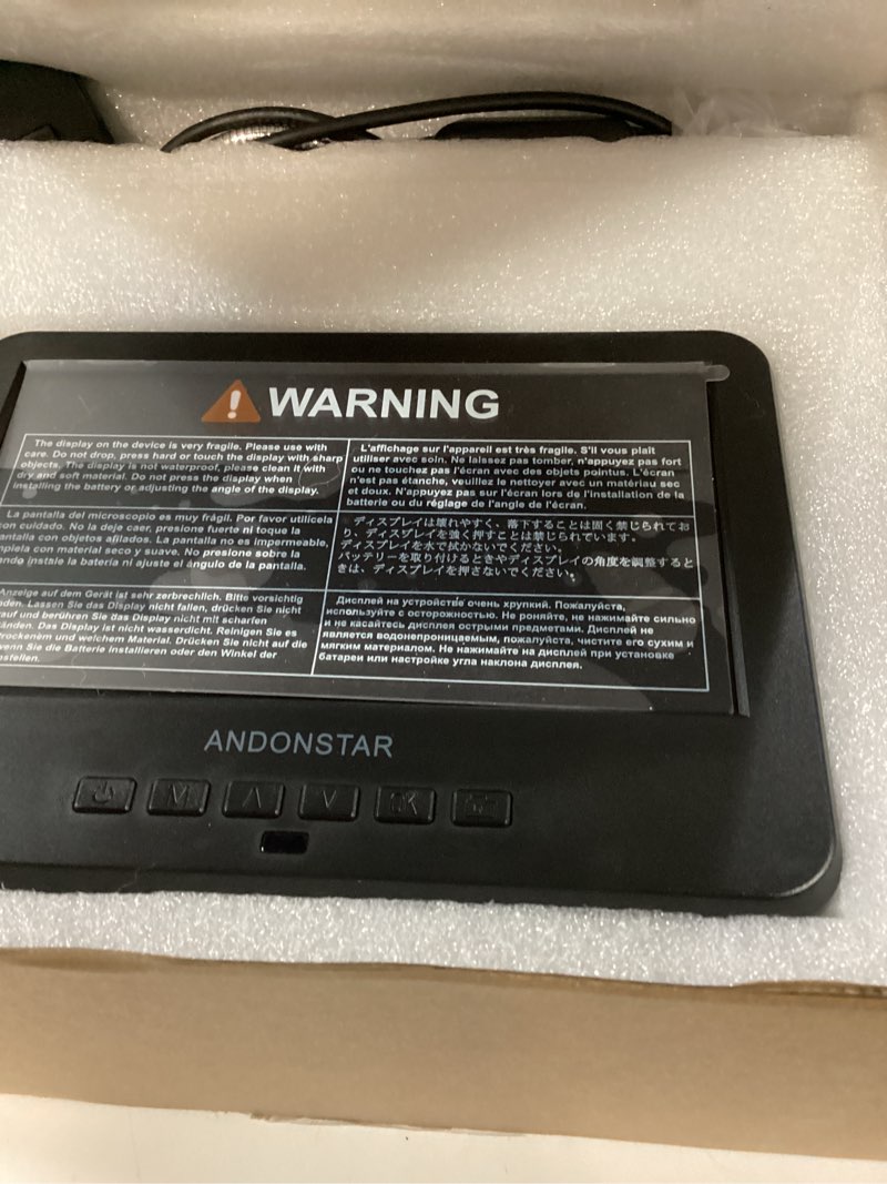 Condition photo showing Good Condition for andonstar ad246s-m hdmi digital microscope 2000x for adults, 3 lens 2160p uhd video record, 7 inch lcd soldering microscope for electronics repair, error coins, pro boom arm stand, windows compatible