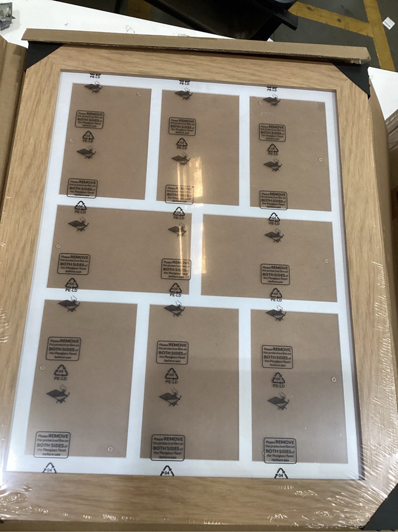 Condition photo showing Good Condition for 8x14 picture frame display 3 opening 4x6 picture frame collage,multi photo frame with mat,plexiglass,wall hanging decor,natural wood grain natural 8x14 - (3 open4x6?