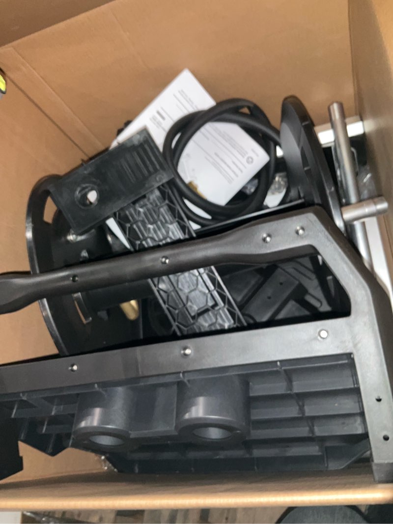 Condition photo showing As Is for kobalt aluminum 200-ft cart hose reel