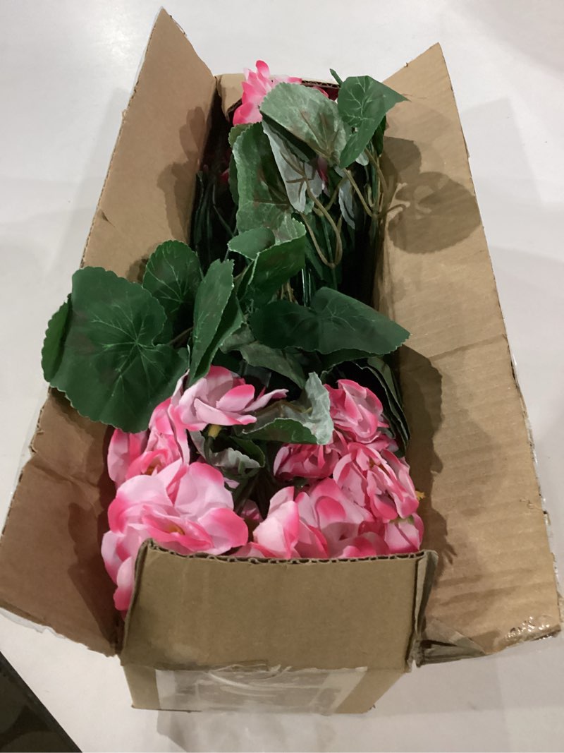 Condition photo showing Good Condition for artificial geranium fake flowers for outdoors decoration, 6 bundles silk geraniums pink flower uv resistant look real faux plants for front door garden porch planter patio balcony yard indoor home 6 pink