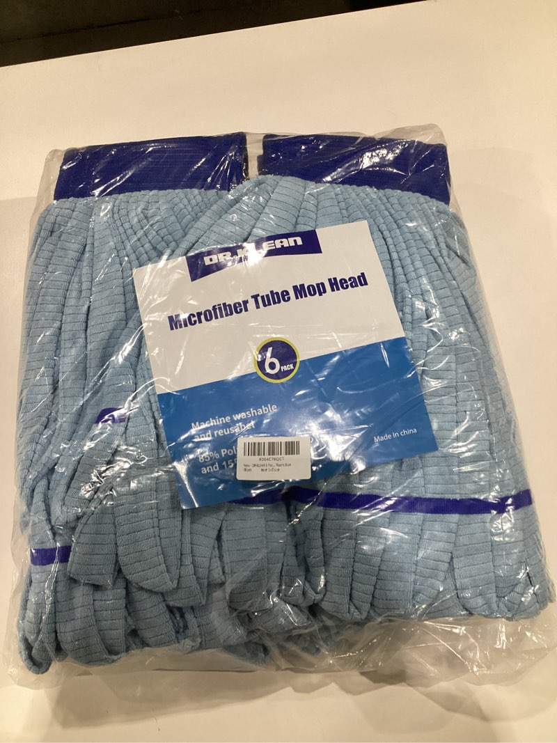 Condition photo showing New/Like New for 6 Pack - Large Microfiber Tube Mop 400GSM - Heavy Duty Industrial Wet Mop Head Refill,Commercial, Thick Fiber, Replacement Heads, Extra Absorbent