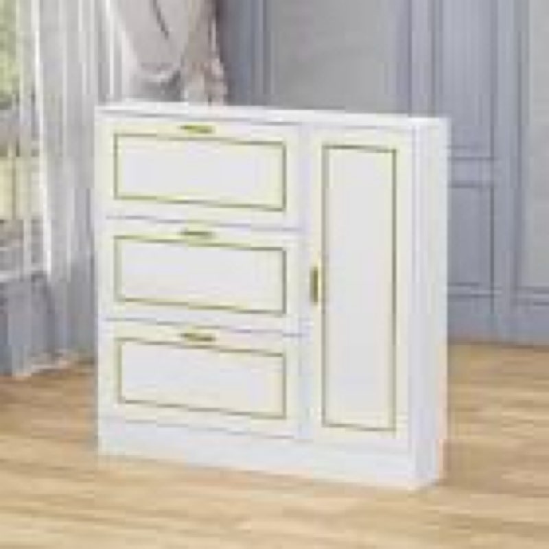 FUFU&GAGA 42.9-in H 3 Tier 18 pair White MDF Shoe cabinet