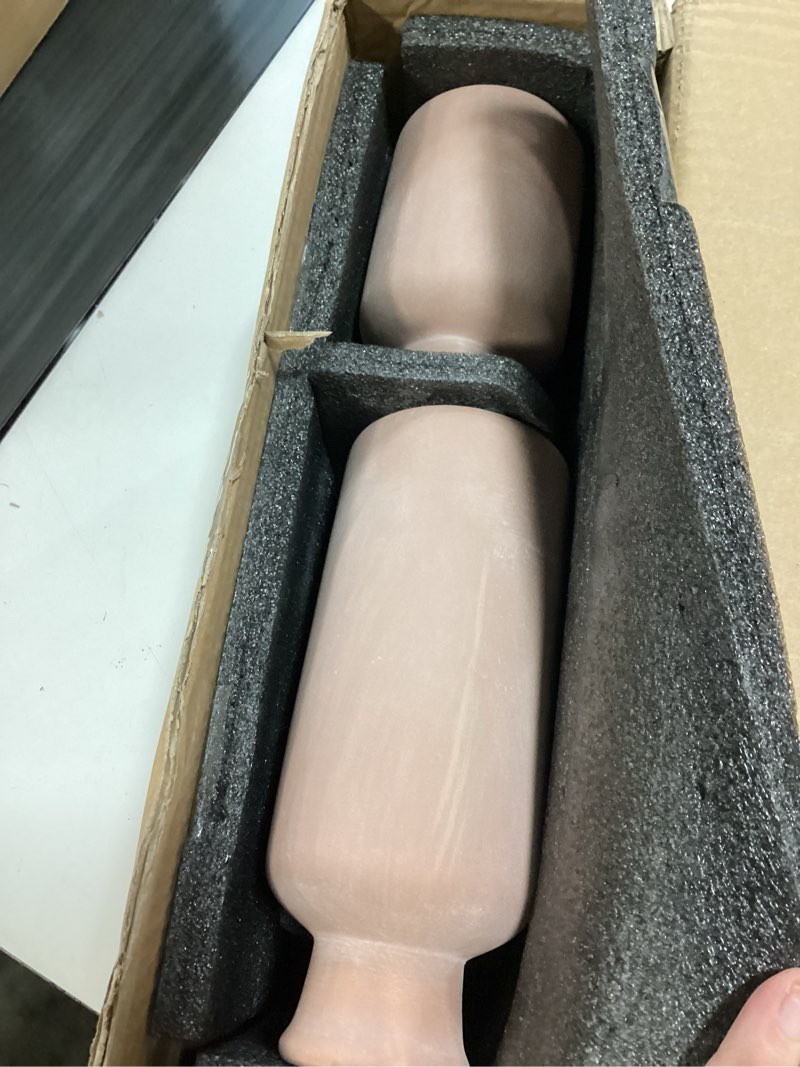 Condition photo showing New/Like New for luka ceramic rustic farmhouse vase,terracotta vases for decor,vase set of 3,vases for your bedroom,office,living room,fireplace,bookshelf decor,housewarming 10+7.5+5 inch