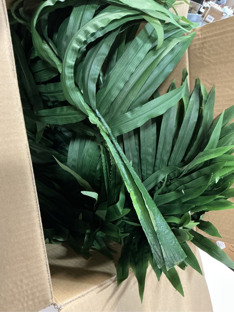 Condition photo showing Good Condition for giegxin 6 pcs 55" artificial palm leaves for palm sunday faux large fronds with faux stems large fake tropical plant artificial safari leaves for church religious holy week jungle party decoration