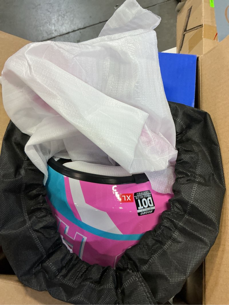Condition photo showing Good Condition for youth dirt bike helmet dot certified - full face motorcycle helmet for off-road, atv, street riding, includes adjustable goggles & protective gloves pink x-large