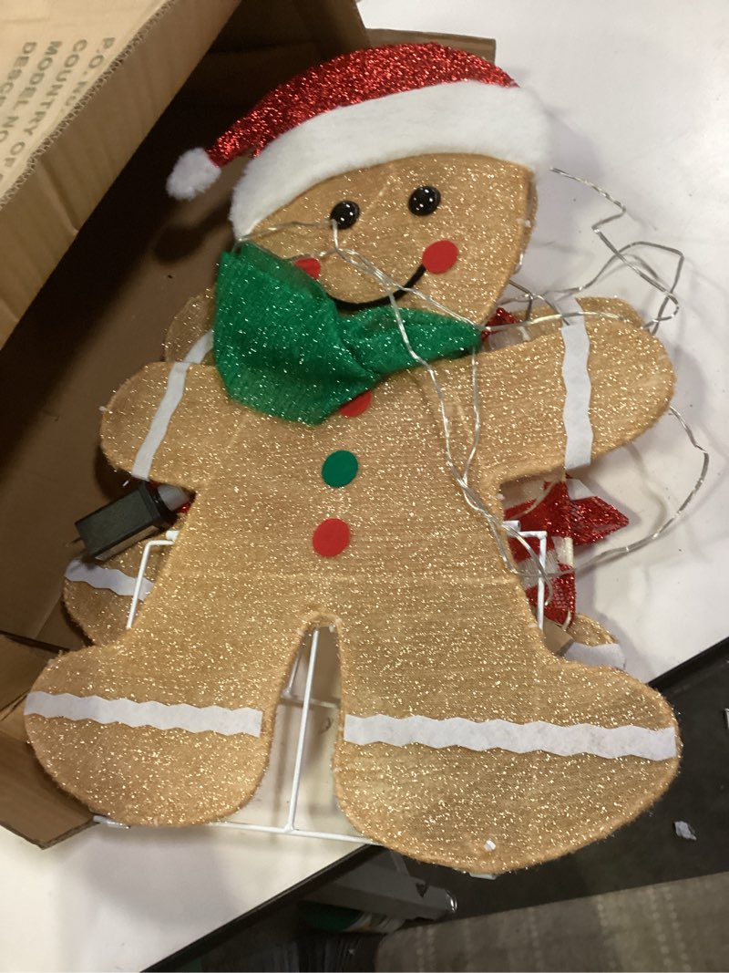 Condition photo showing Good Condition for Gingerbread Christmas Decorations Outdoor, 2Pcs 2D Lighted Gingerbread Man & Woman with Candy Cane, 80 LED Yard Christmas Outdoor Decorations for Xmas, Party, Garden, Patio, Indoor