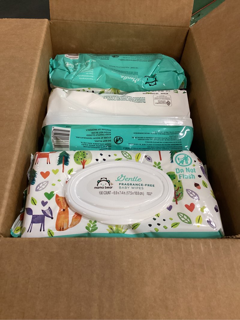 Condition photo showing New/Like New for Amazon Brand - Mama Bear Gentle Fragrance Free Baby Wipes, Hypoallergenic, Sensitive Skin, Unscented, 800 Count (8 Packs of 100) 100 Count (Pack of 8)