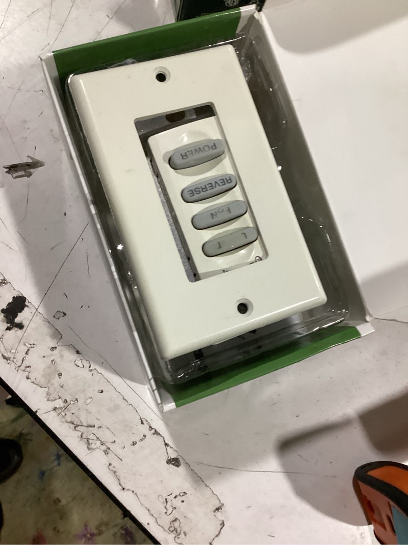 Condition photo showing As Is for universal 3-speed wall switch, white