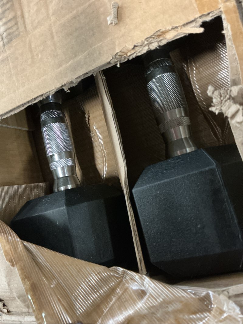 Condition photo showing As Is for CAP Barbell 50lb Set of Coated Hex(incomplete missing box a)