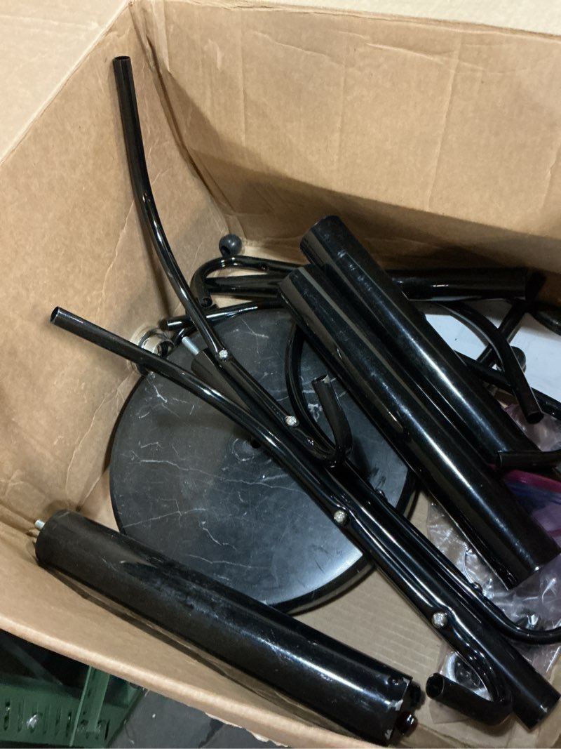 Condition photo showing As Is for heavy duty coat rack with marble base, freestanding hall coat tree with 12 hooks and 3 adjustable sizes, metal coat rack stand for entryway, bedroom, office hanging purses, coats, scarves, hats black 12hooks