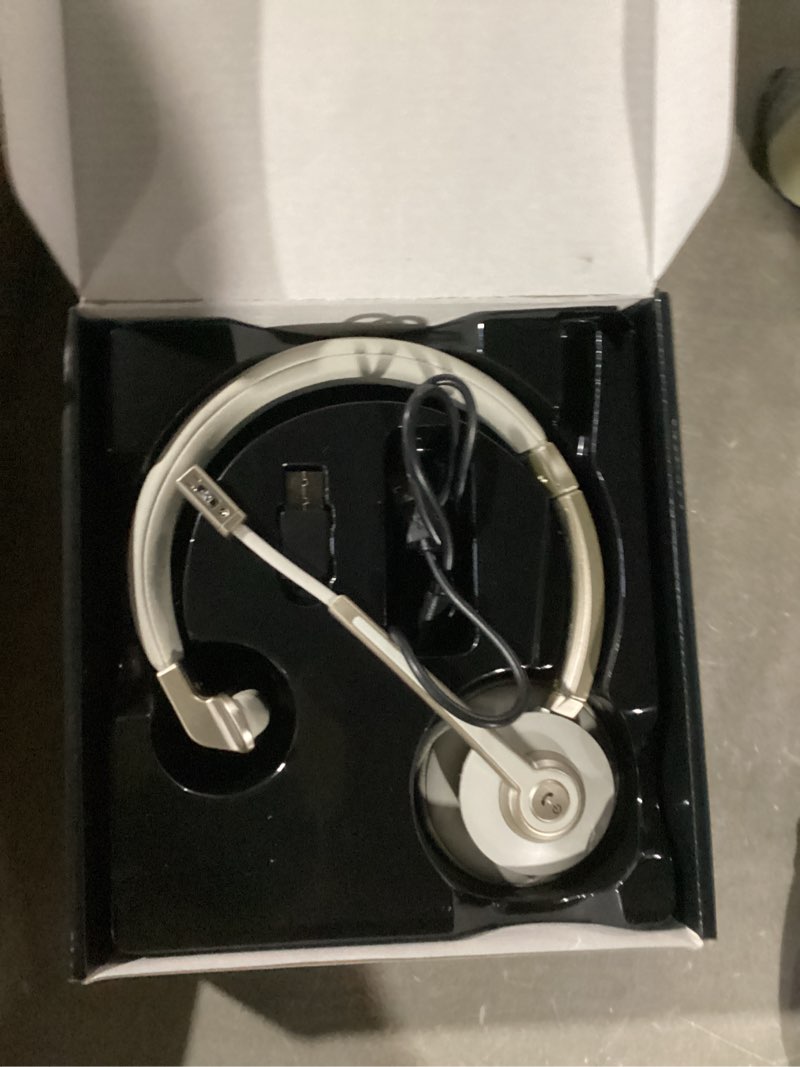 Condition photo showing New/Like New for Wireless Headset, Trucker Bluetooth Headset with Microphone Noise Canceling & Mute, Bluetooth Headphones with USB Dongle for Cell Phone Computer Call Work Home Office Meetings Teams Skype White Gold