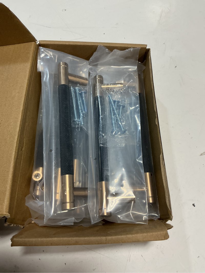 Condition photo showing New/Like New for 12 pack 5 inch 128 mm bronze and black knurled cabinet handles cabinet pulls aluminum handles pulls oxidation finish with diamond pattern pulls 5 inch bronze and black 12