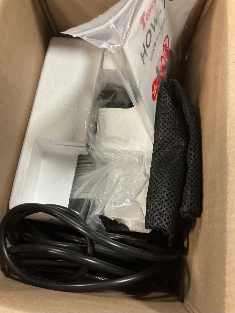 Condition photo showing Good Condition for 1600gph 100w outdoor pond pump for koi pond, waterfall, aquarium and water garden, large fountain pump with 20ft cord, 180° adjustable flow, debris barrier bag, quiet operation, ul listed 1600gph-100w