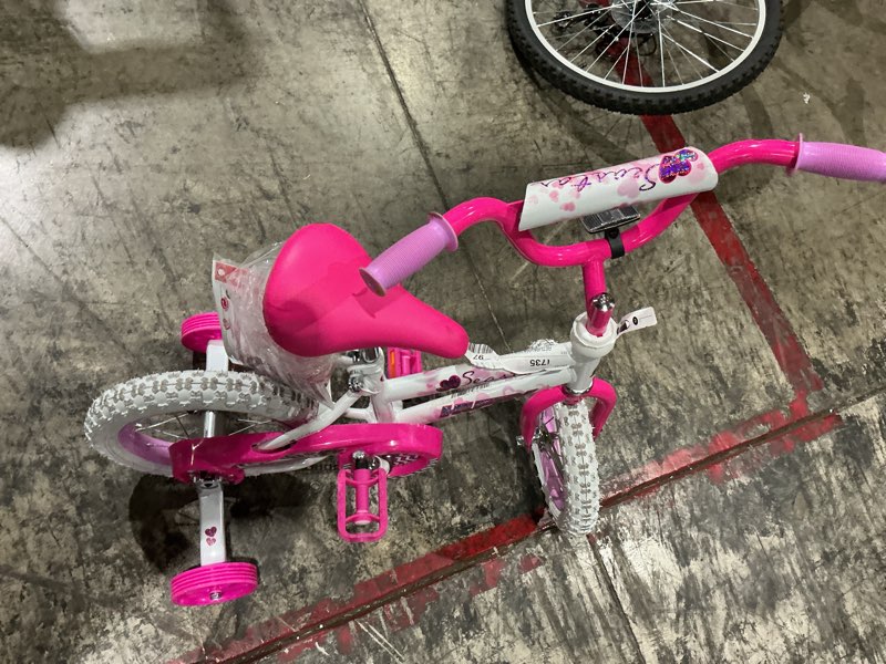 Condition photo showing As Is for huffy 12" sea star kids' bike, fits riders 37" - 42", pink, youth, girls