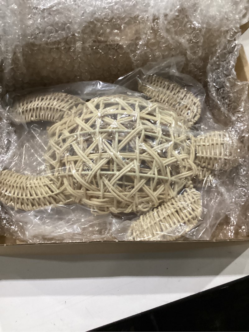 Condition photo showing New/Like New for Yousoontic 2 Pcs Sea Turtle Wall Decor Handmade Wicker Wall Art 2 Size Boho Sea Turtle Beach Hanging Ornaments Rattan Coastal Nautical Sculpture for Boho Bedroom Bathroom Indoor Outdoor Home