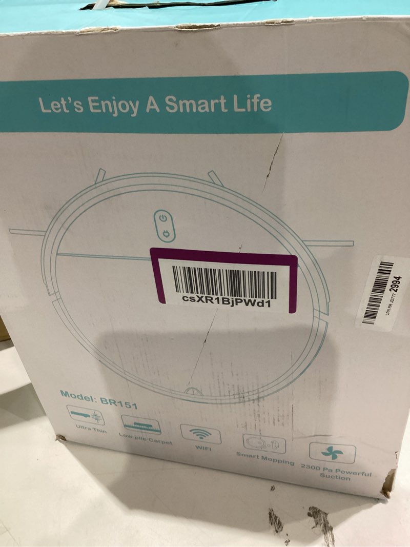 Condition photo showing Good Condition for Robot Vacuum and Mop Combo, 2 in 1 Robotic Vacuum Cleaner with Schedule, App/Alexa/Voice Control, Slim 2.87", Self-Charging, 2300 Pa Suction & Long Runtime, Ideal for Hard Floor, Pet Hair, Carpet BR152