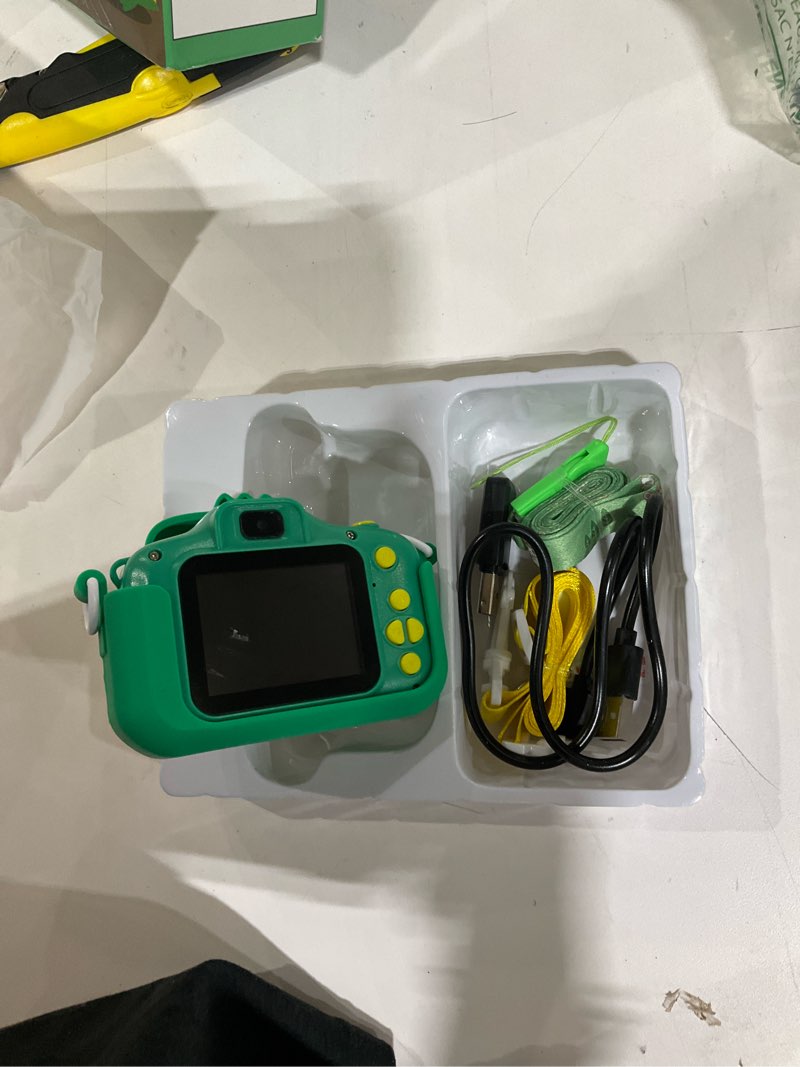 Condition photo showing As Is for Kids Camera, Dinosaur Toddler Digital Camera for Ages 3-12 Boys Girls Childrens, Christmas Birthday Gifts, Selfie 1080P HD Video Camera for 3 4 5 6 7 8 9 Years Old Boys Girls Toys Gifts Green