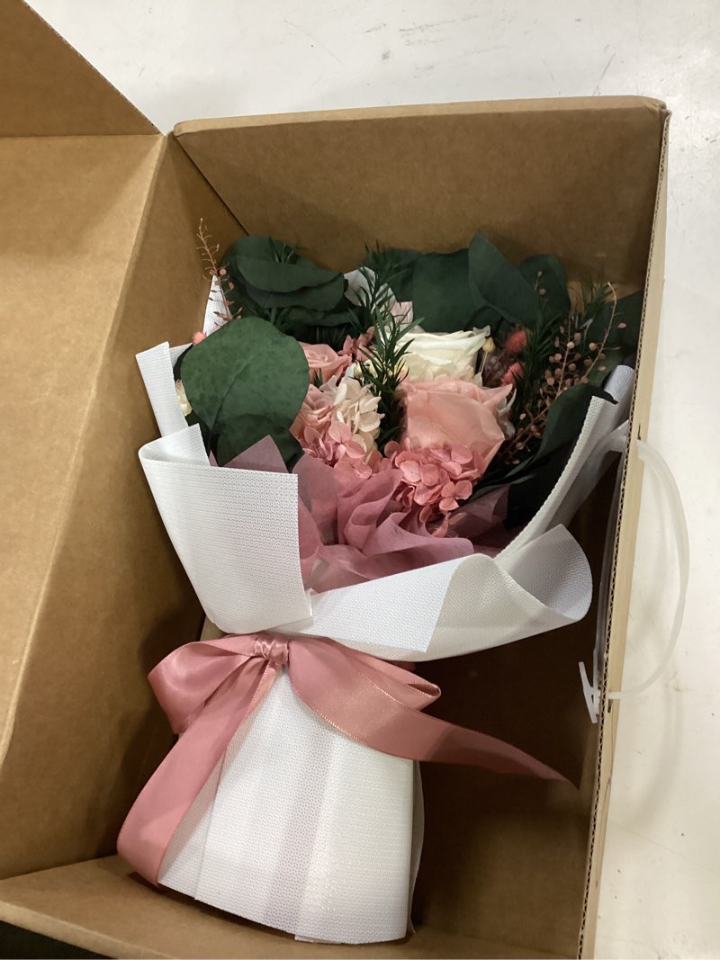 Condition photo showing New/Like New for perfectione roses 4 roses mixed bouquet for mother's day, flowers for delivery, preserved flowers birthday gift for women mom wife grandma her, dusty rose dusty rose 4 roses