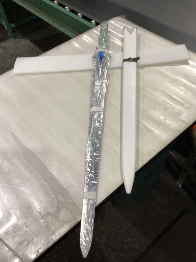 Condition photo showing New/Like New for Sword Valley SAO Red Sparkling Light Sword - Available in Two Sizes: 107cm and 120cm - Anime Style Slim Decorative Sword with Sheath - Stainless Steel Blade (Exclusive Custom Design)