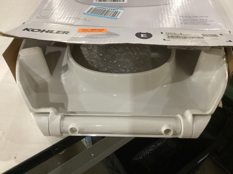 Condition photo showing New/Like New for KOHLER 25875-0 Hyten 3" Height, Elevated Soft Close Elongated Toilet Seat, Contoured Seat with Grip-Tight Bumpers, Quick-Attach Hardware, No Slam Toilet Seat, White White Elongated