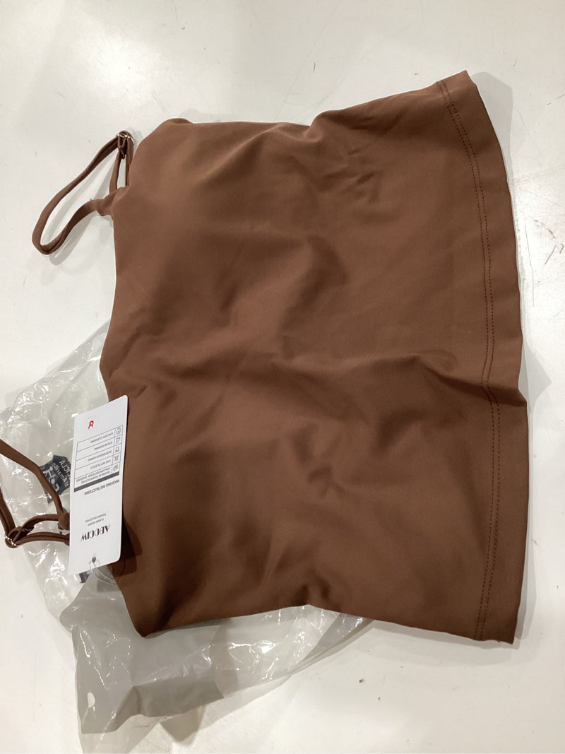 Condition photo showing New/Like New for abociw womens workout sets 2 piece spaghetti straps crop top straight leg yoga pants yoga pilates outfits wide leg brown small