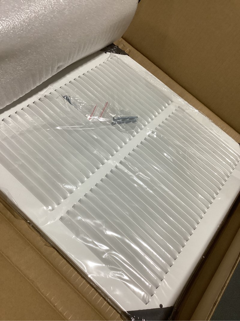 Condition photo showing New/Like New for 14 x 14 inch duct opening return air vent cover for wall or ceiling, return air grille hvac ac wall air return vent cover hvac cold air grill without filter housing,outer dimension:15.75"wx15.75" for 14''w×14''h-duct opening
