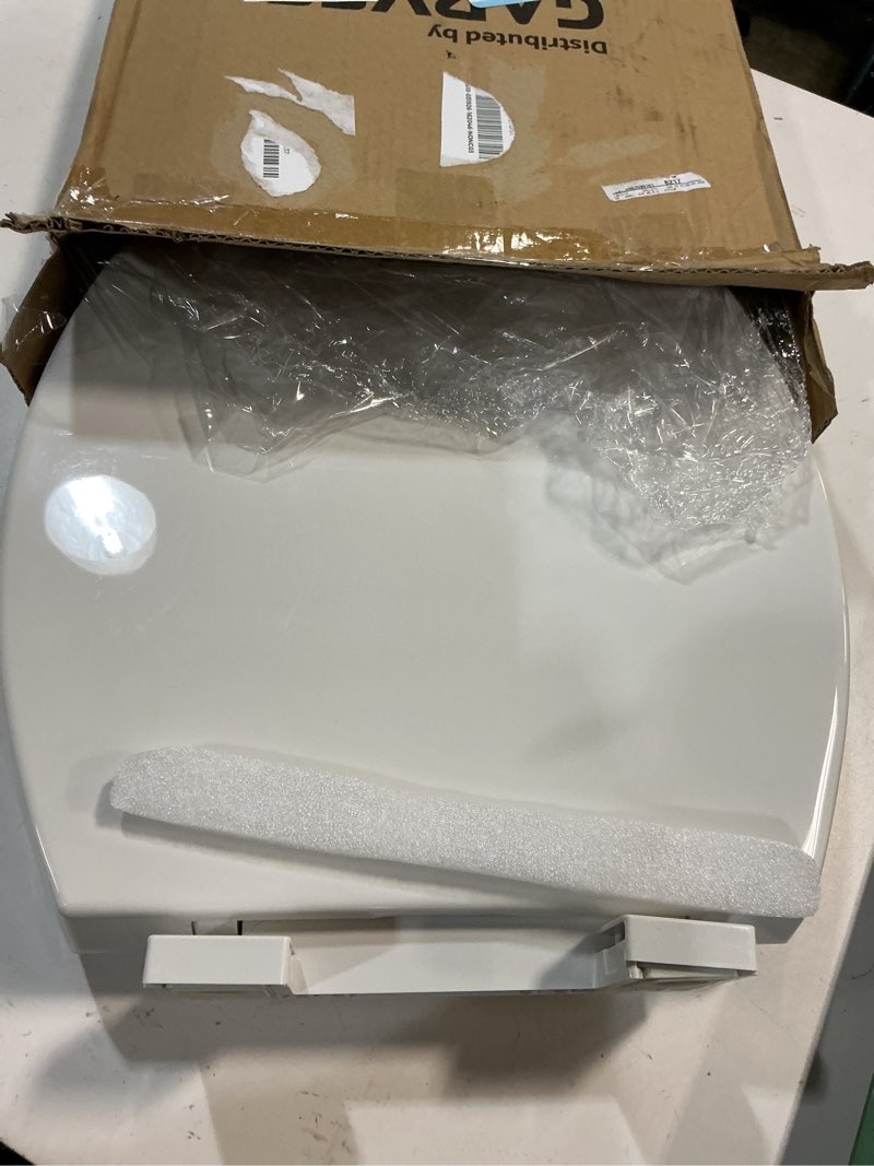 Condition photo showing Good Condition for elongated toilet seat cover – pp quick release flat lid toilet seat, white soft close design for easy cleaning & comfortable use white-1 elongated