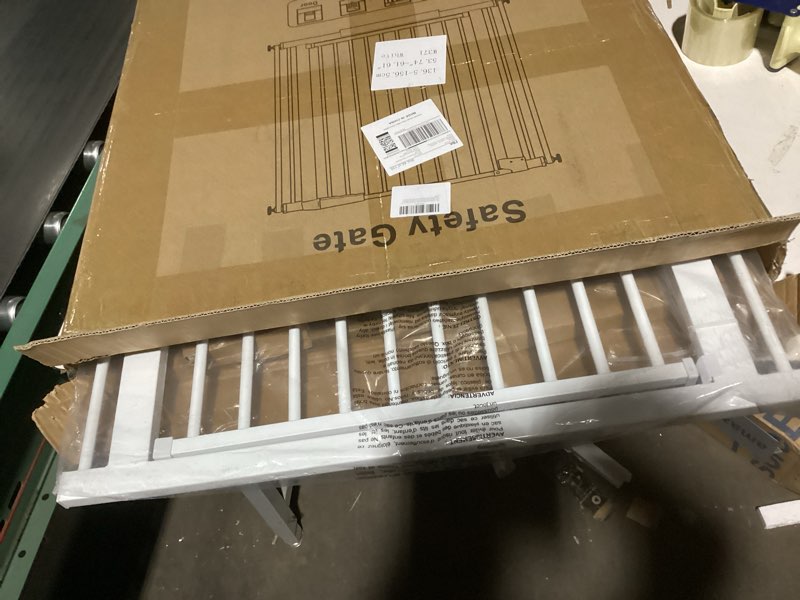 Condition photo showing Good Condition for DEARBB Extra Wide Baby Gate Ultra Narrow Spacing 30.11-77.36" Pressure Mounted Double Lock Swing Auto Close Walk Through Metal Safety Pet Gate for Stairs and House Doorway Kitchen White 53.74"-61.61"