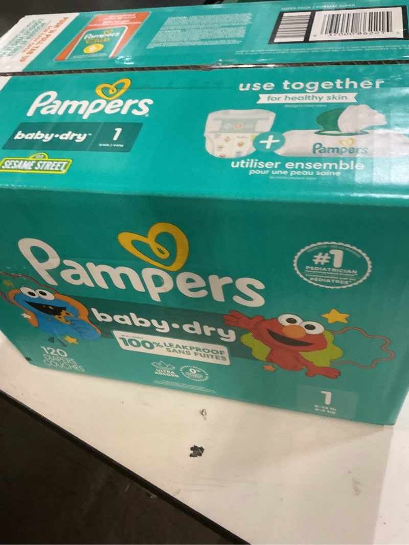 Condition photo showing New/Like New for pampers diapers - baby dry - size 1, 120 count, absorbent disposable infant diaper (packaging may vary) size 1 120