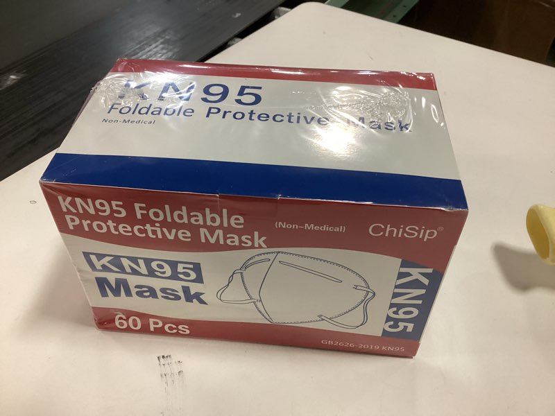 Condition photo showing New/Like New for ChiSip KN95 Face Mask 60Pcs, 5 Layer Design Cup Dust Safety Masks, Breathable Protection Masks Against PM2.5 for Adult, Men, Women, Indoor, Outdoor Use, Gray 60 Count (Pack of 1)
