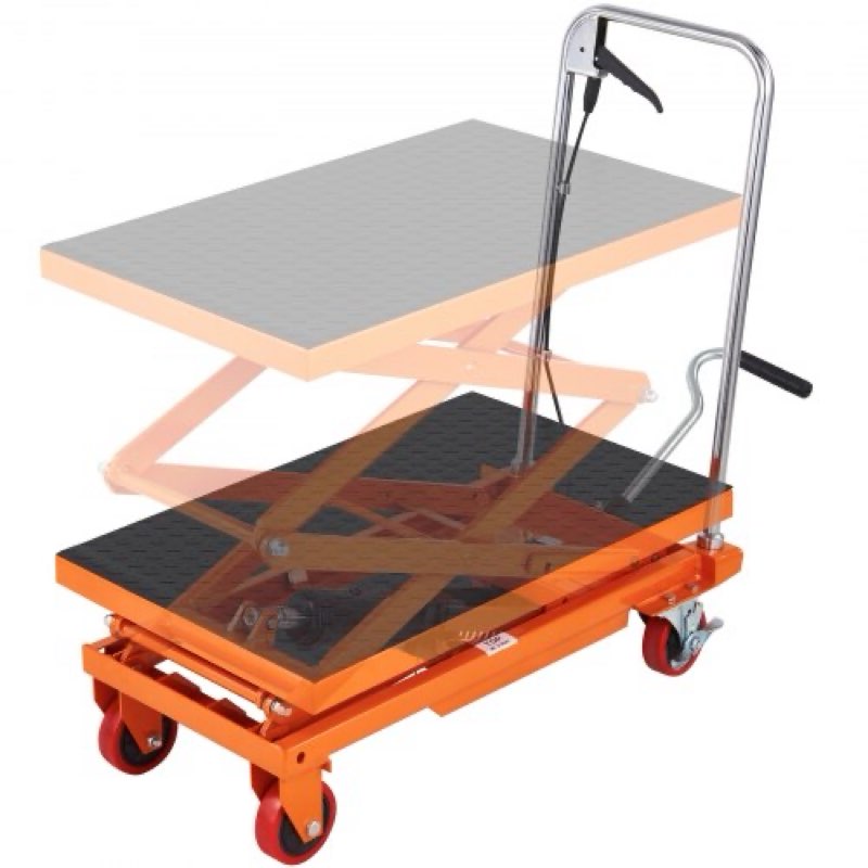 vevor hydraulic lift table cart, 330lbs load capacity 50 inch lifting height, manual single scissor 