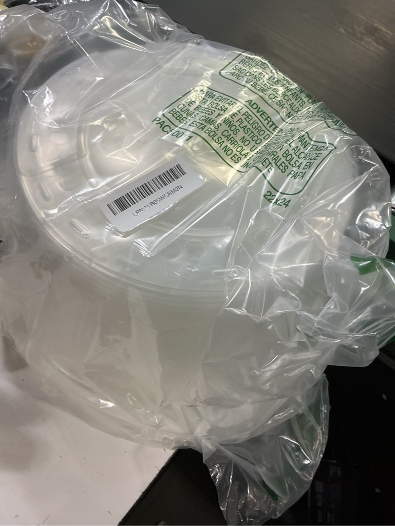 Condition photo showing New/Like New for 5 pack 12 inch large clear nursery pots with drainage hole, plastic plant pots for seedlings flowers vegetable, indoor outdoor gardening, used as liners inside decorative pots (12 inch) 12 inch-5pcs