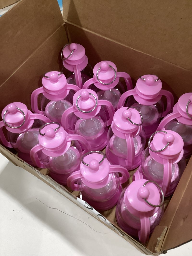 Condition photo showing Good Condition for Ferraycle 12 Pcs Mini Lantern Decor 4 Inch Western Lantern Table Centerpiece Small Vintage Camping Hanging Lamp Ornaments Bulk for Cowboy Cowgirl Wedding Halloween Christmas (4 Inch,Pink) 4 Inch Pink 12