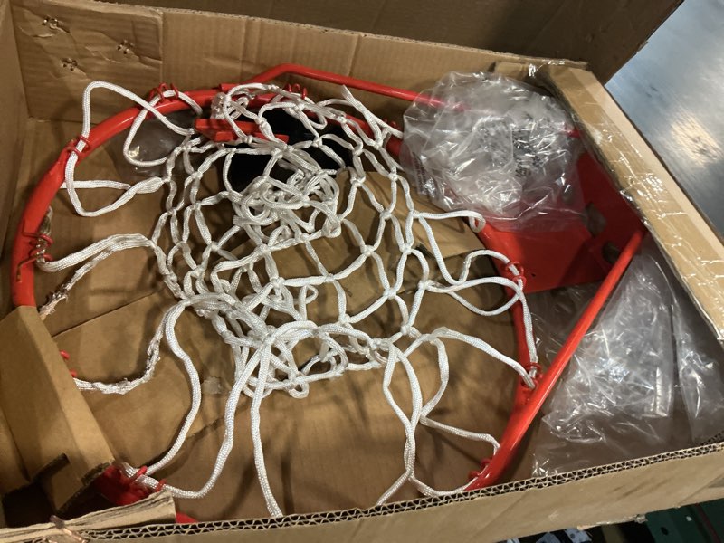 Condition photo showing As Is for silverback standard breakaway rim with nylon net compatible and goaliath portable basketball hoops