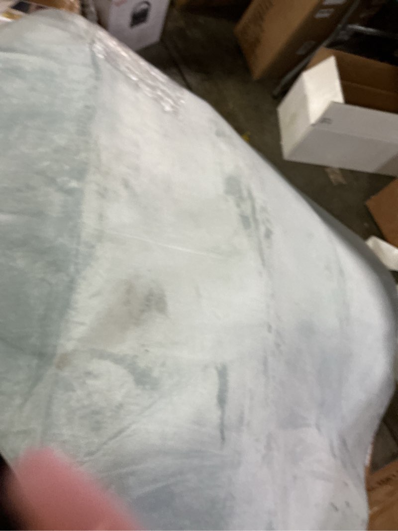 Condition photo showing As Is for Ambiant Pet Friendly Solid Color Area Rugs Grey - 2' Hexagon, Indoor, Stain & Fade Resistant, Perfect for Living Room, Bedroom, Dining Room, Entryway, Doorway, Pet & Kids Friendly Rug, Wedding(color is light grey)