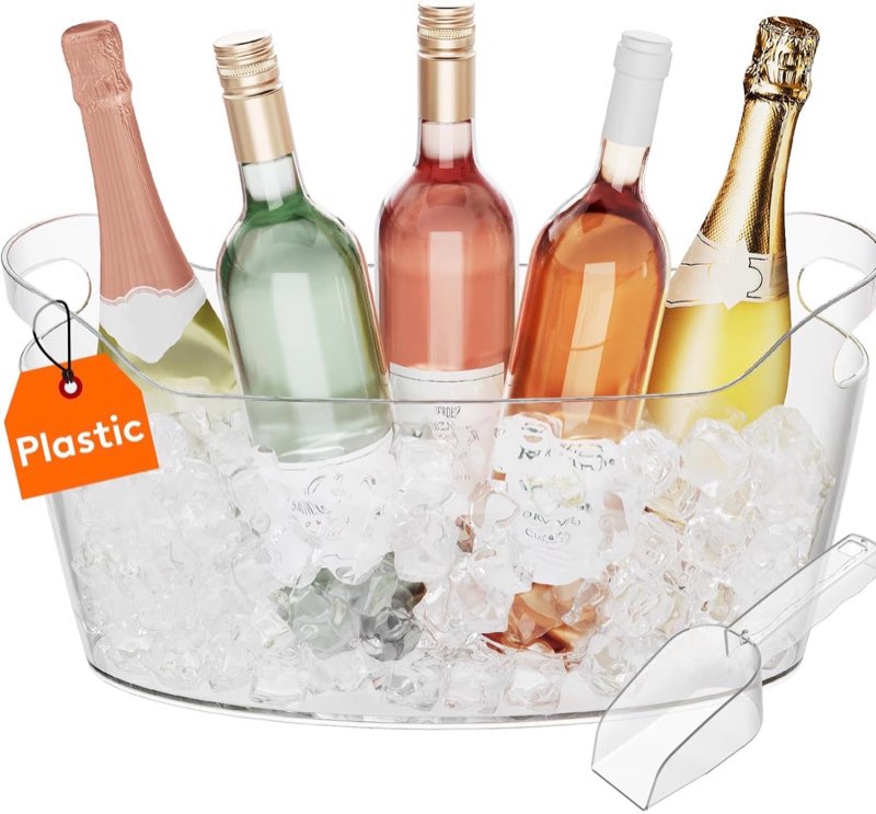 lifewit large 6.5l ice bucket for parties, portable drink bucket for cocktail bar, plastic champagne cooler for beverage/wine/beer/juice, mimosa bar supplies chiller tub with scoop 1