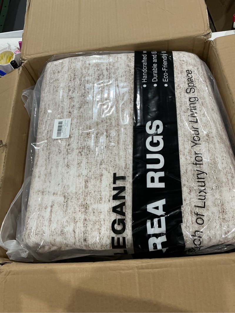 Condition photo showing Good Condition for 9x12 area rug living room: washable large neutral beige rugs abstract soft modern stain resistant indoor floor non-slip carpet for bedroom nursery kids office playroom dining room under table home light beige 9' x 12' (rectangular)