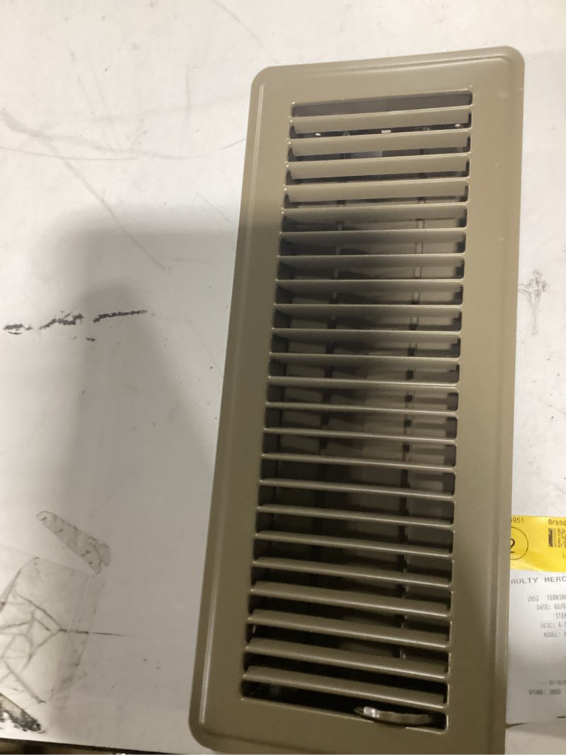 Condition photo showing As Is for RELIABILT 4-in x 12-in Steel Brown Floor Register