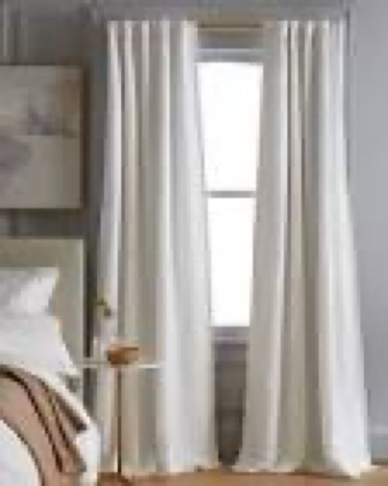 European Linen Room Darkening Curtain - Single Panel, 96x96, White