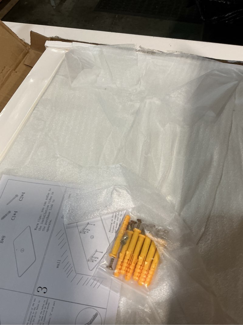 Condition photo showing New/Like New for clikuutory white wall mounted high gloss folding table 23.6" l x 15.7" w, laundry folding table for laundry room, home office, kitchen, bedroom, home bar, wall desk fold down for small spaces 23.6"w x 15.7"d x 5.2"h white
