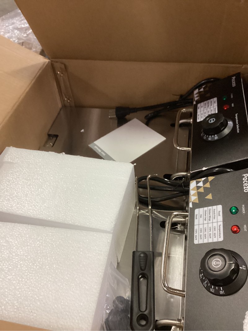 Condition photo showing Good Condition for Electric Deep Fryer 17.2L/18.2QT Stainless Steel Dual Tank Commercial Fryer with Basket, 3400W 110V Countertop Deep Fryer for Home Kitchen and Restaurant Use with Oil Thermometer & Temperature Control 82