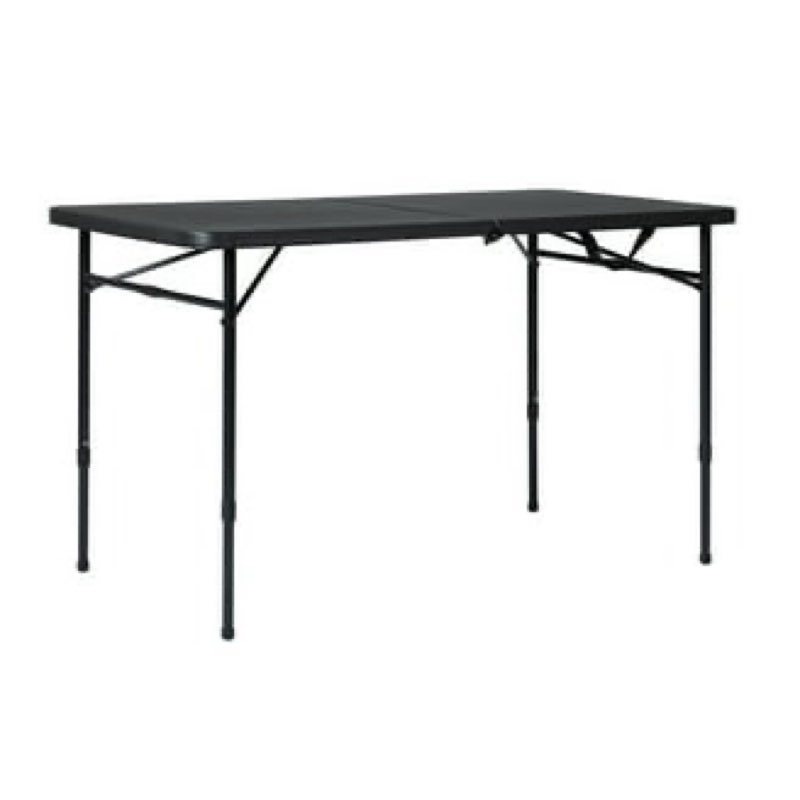 mainstays 4 foot fold-in-half adjustable folding table, rich black