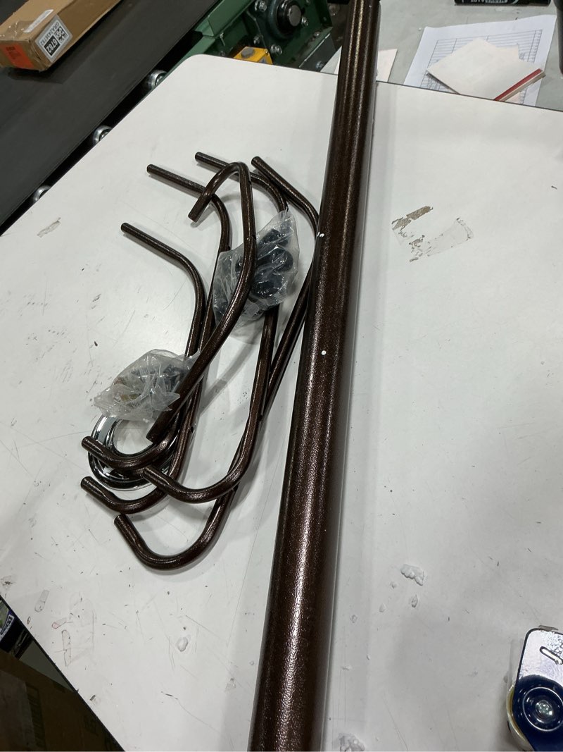 Condition photo showing Good Condition for (Incomplete, missing piece)Kertnic Metal Coat Rack Stand with Natural Marble Base, Free Standing Hall Tree with 12 Hooks for Hanging Scarf, Bag, Jacket, Home Entry-way Hat Hanger Organizer (Bronze)