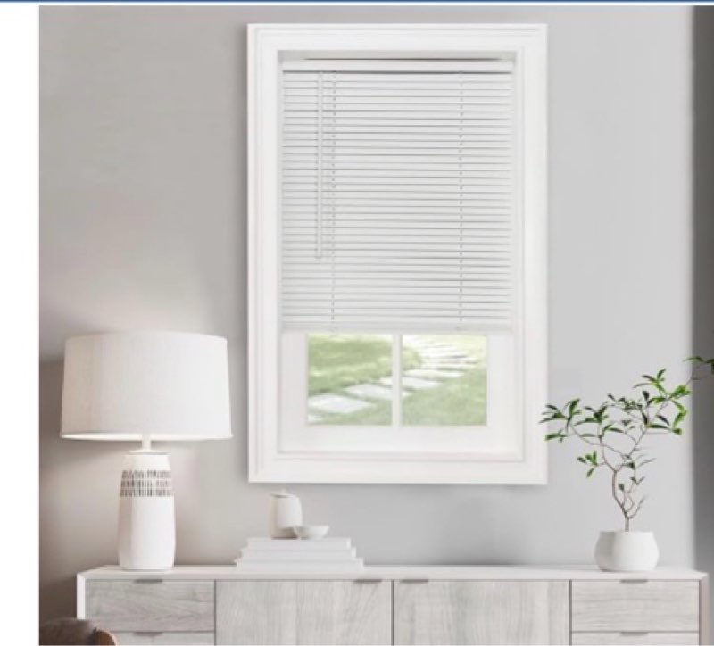 Cordless Light Filtering Mini Blind - 39 Inch Width, 72 Inch Length, 1" Slat Size - Pearl White - Cordless GII Morningstar Horizontal Windows Blinds for Interior by Achim Home Decor