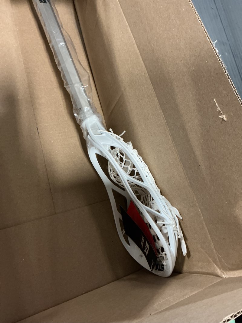 Condition photo showing Good Condition for stx lacrosse stallion 200 boys complete stick with mesh pocket, attack/midfielder white