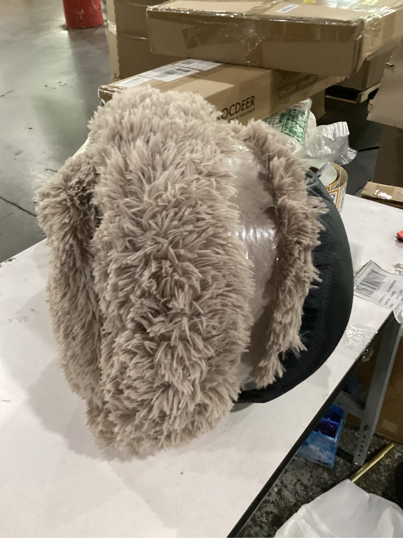 Condition photo showing As Is for petjett calming medium dog bed - 30'' round dog beds, anti-slip & washable super soft fluffy plush donut bed, anti-anxiety premium comfort pet bed, fits dogs up to 45 lbs - beige beige medium - 30”l x 30”w x 8”th