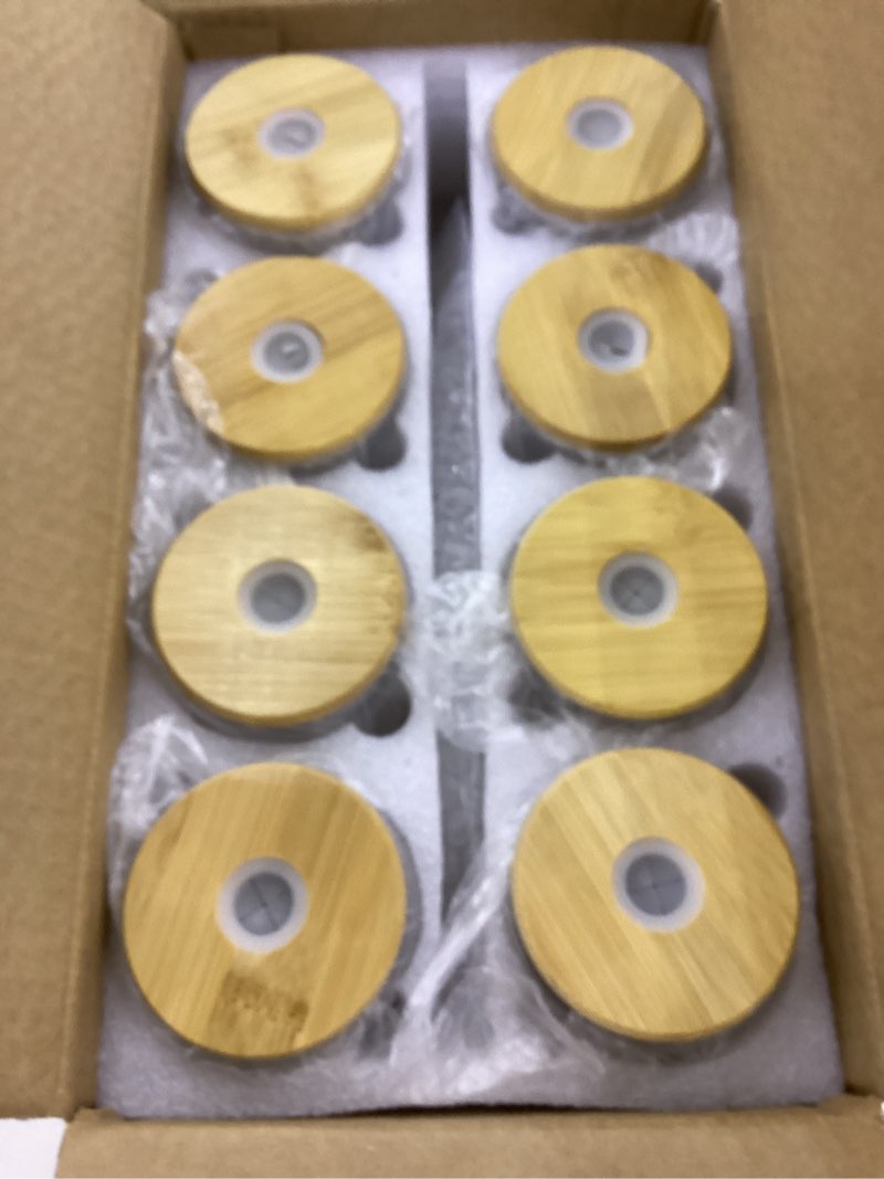 DWTS DANWEITESI Glass Cups with Lids and Straws 8 pcs,16 oz Glass Iced Coffee Cups with Lids-Clear G